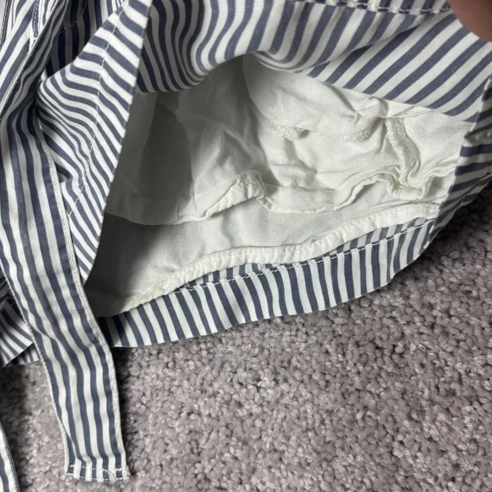 Abercrombie & Fitch Blue White Striped High‎ Rise Paperbag Waist Belted Shorts M